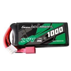 Gens Ace 1000mAh 7.4V 35C 2S1P Airsoft Gun LiPo Battery T Plug