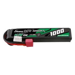 Gens Ace 1000mAh 11.1V 25C 3S1P Airsoft Gun LiPo Battery T Plug