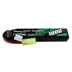 Gens Ace 1000mAh 11.1V 25C 3S1P Airsoft Gun LiPo Battery Mini Tamiya Plug