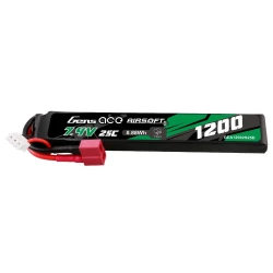 Gens Ace 1200mAh 7.4V 25C 2S1P Airsoft Gun LiPo Battery T Plug