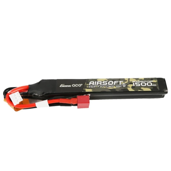 Gens Ace 25C 1500mAh 2S1P 7.4V Nunchuck 2X Airsoft Gun Lipo Battery with T Plug