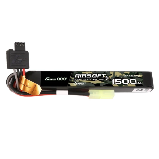 Gens Ace G-Tech 25C 1500mAh 2S1P 7.4V Airsoft Gun Lipo Battery with mini Tamiya Plug
