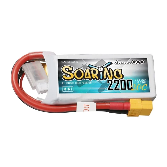 Gens Ace Soaring 2200mAh 2S 20C 7.4V LiPo Battery with XT60 Plug