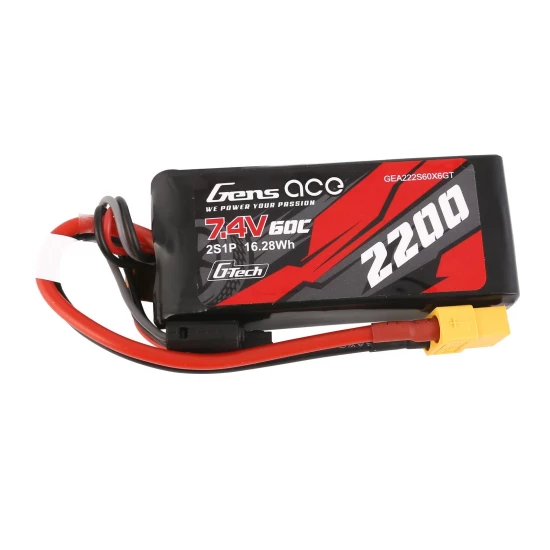 Gens Ace G-Tech 2200mAh 7.4V 60C 2S1P Lipo Battery With XT60 Plug