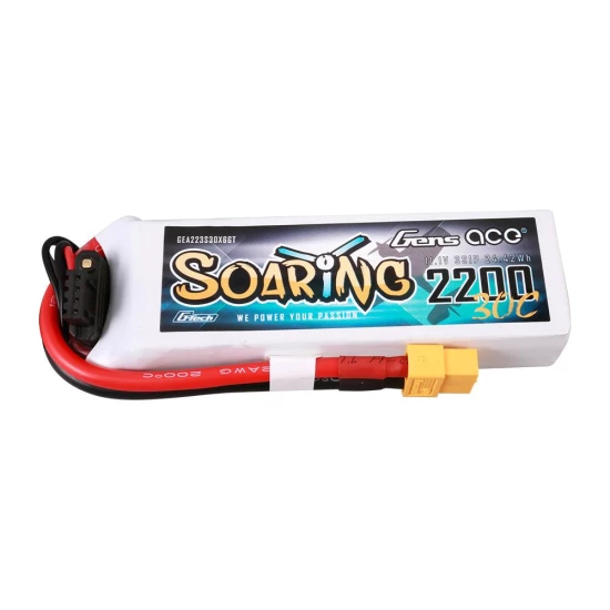Gens Ace G-Tech Soaring 2200mAh 11.1V 30C 3S1P Lipo Battery Pack with XT60 Plug