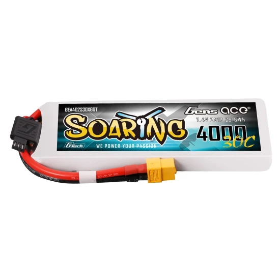Gens Ace 4000mAh 2S 30C Lipo Battery with XT60 | Soaring Series | G-Tech