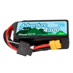Gens Ace 4300mAh 3S 60C HV LiPo Battery with XT60 & 1To3 Plug | Adventure Series | G-Tech