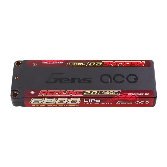 Gens Ace Redline 2.0 5200mAh 7.6V 140C 2S HardCase 146# HV Lipo Battery