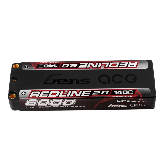 Gens Ace Redline 2.0 6000mAh 7.4V 140C 2S HardCase 131# Lipo Battery