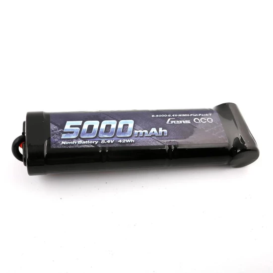 Gens Ace 5000mAh 8.4V 7-Cell NiMH Flat Battery Pack with T plug