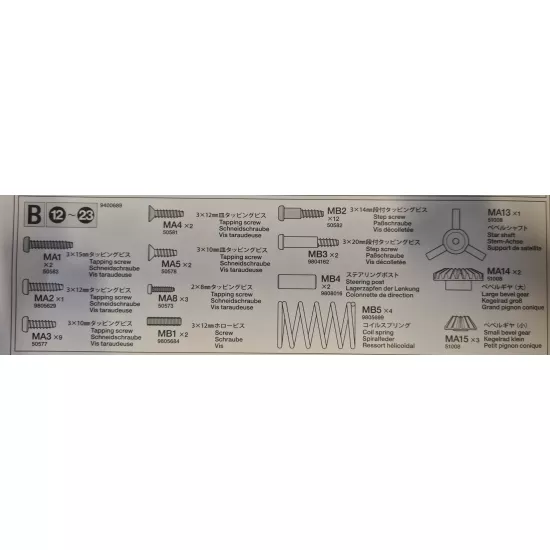 Tamiya TT-01 Schroeven METAL PARTS BAG B