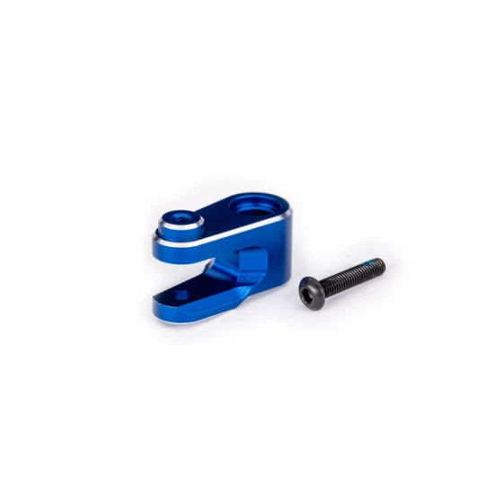 Servo horn, steering, 6061-T6 aluminum (blue-anodized)/ 3x15mm BCS (with threadlock) (1)