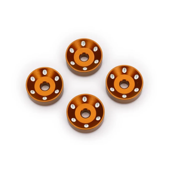 Wheel washers, machined aluminum, orange (4)