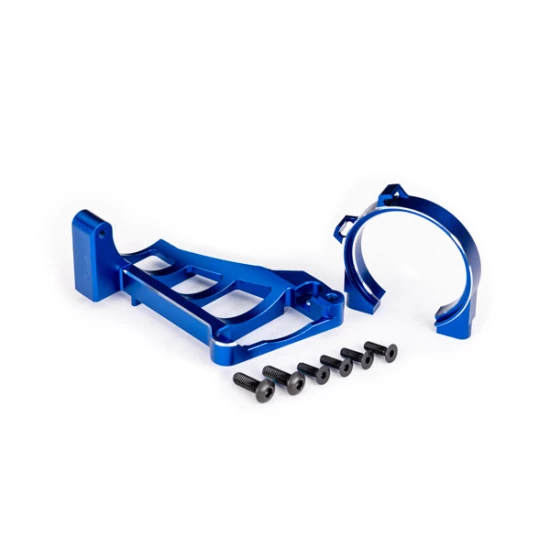 Motor mounts (front & rear) (blue-anodized 6061-T6 aluminum)/ 3x10mm CCS (with threadlock) (4)/ 4x12mm BCS (with threadlock) (2) (for use with #3461 motor)