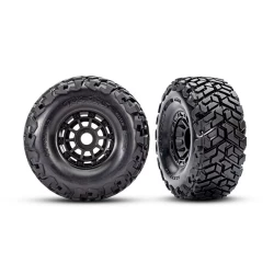 Tires & wheels, assembled, glued, left (1), right (1) (black wheels, Maxx Slash belted tires, foam inserts) (17mm splined) (TSM rated)