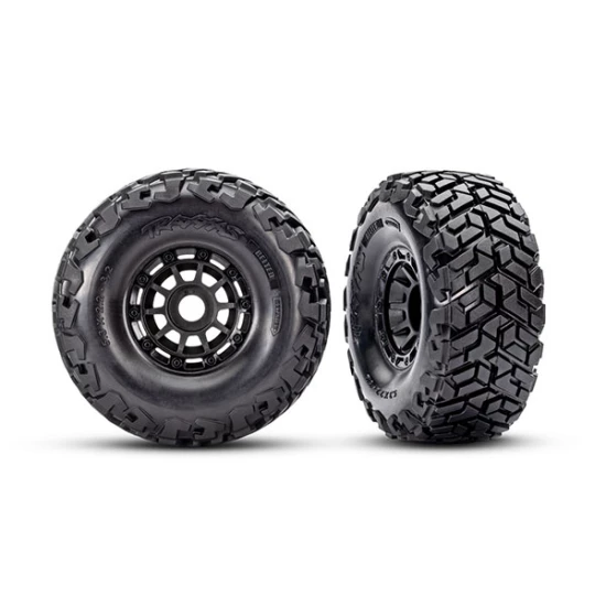 Tires & wheels, assembled, glued, left (1), right (1) (black wheels, Maxx Slash belted tires, foam inserts) (17mm splined) (TSM rated)