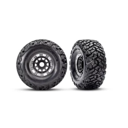 Tires & wheels, assembled, glued, left (1), right (1) (black with satin beadlock wheels, Maxx Slash belted tires, foam inserts) (17mm splined) (TSM rated)