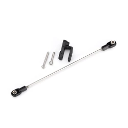 Rudder pushrod, assembled/ servo horn/ 3x22mm BCS (stainless) (1)/ 3x15mm CS (stainless) (1)