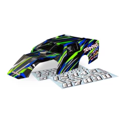Body, Slash Mudboss, green (painted, decals applied) (assembled with front & rear body mounts and body support for clipless mounting)