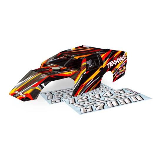 Body, Slash Mudboss, orange (painted, decals applied) (assembled with front & rear body mounts and body support for clipless mounting)