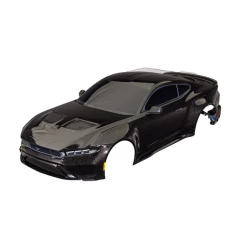 Body, Ford Mustang, complete (black) (painted, decals applied) (includes side mirrors, spoiler, grilles, vents, & clipless mounting)