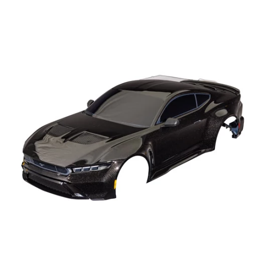 Body, Ford Mustang, complete (black) (painted, decals applied) (includes side mirrors, spoiler, grilles, vents, & clipless mounting)
