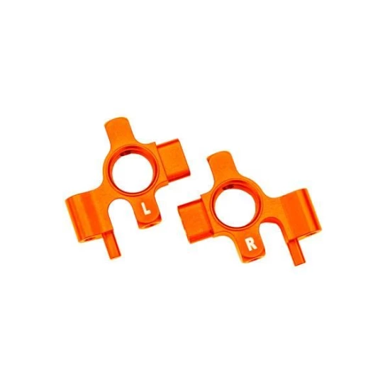 Steering blocks, 6061-T6 aluminum (orange-anodized), left & right/ 3x12mm BCS (with threadlock) (4)