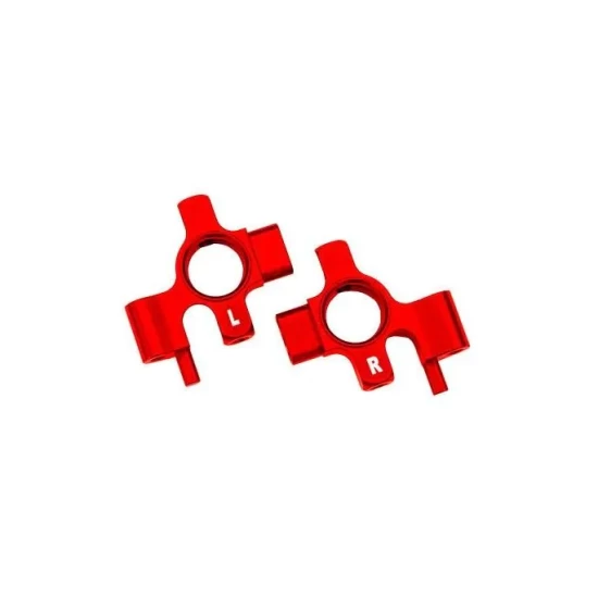 Steering blocks, 6061-T6 aluminum (red-anodized), left & right/ 3x12mm BCS (with threadlock) (4)