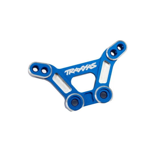 Shock tower, front, 6061-T6 aluminum (blue-anodized)/ 3x15mm BCS (with threadlock) (2)