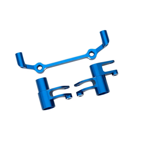Steering bellcranks, drag link (blue-anodized 6061-T6 aluminum)/ 5x8x2.5mm ball bearings (2)/ 6x10x3mm ball bearings (2)/ hardware