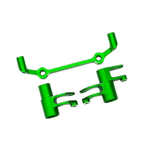 Steering bellcranks, drag link (green-anodized 6061-T6 aluminum)/ 5x8x2.5mm ball bearings (2)/ 6x10x3mm ball bearings (2)/ hardware