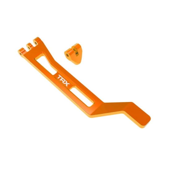 Battery hold-down, hold-down post (orange-anodized 6061-T6 aluminum)/ 3x15mm BCS (with threadlock) (1)