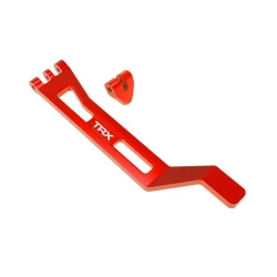 Battery hold-down, hold-down post (red-anodized 6061-T6 aluminum)/ 3x15mm BCS (with threadlock) (1)