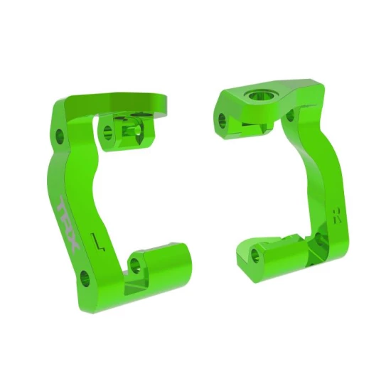 Caster blocks (c-hubs), 6061-T6 aluminum (green-anodized), left & right