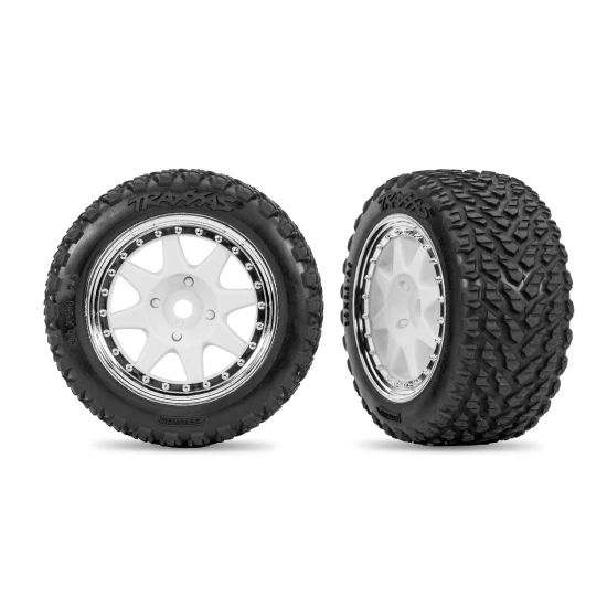 White Rear Mini Rally wheels with Rally Tires (2)