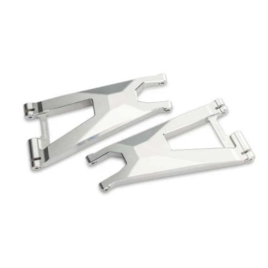 Suspension arm, lower (left and right, front) (6061-T6 aluminum, silver-anodized)/ 3x8mm BCS (with threadlock) (4)/ 3x6mm BCS (with threadlock) (2)