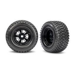 Tires & wheels, assembled, glued (Pro Scale Sand Car Race black wheels, Gravix tires, foam inserts) (rear) (1 left, 1 right)