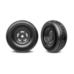 Tires & wheels, assembled, glued (Pro Scale Sand Car black chrome wheels, dual profile tires (3.2