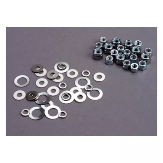 Nut set, lock nuts (3mm (11) and 4mm(7)) & washer set, TRX1252