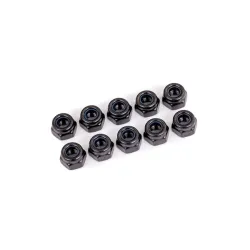 Nuts, 4mm nylon locking, black (10)