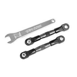 Camber links, rear (TUBES charcoal gray-anodized, 7075-T6 aluminum, stronger than titanium) (2) (assembled with rod ends and hollow balls)/ aluminum wrench (1) (fits Drag Slash)