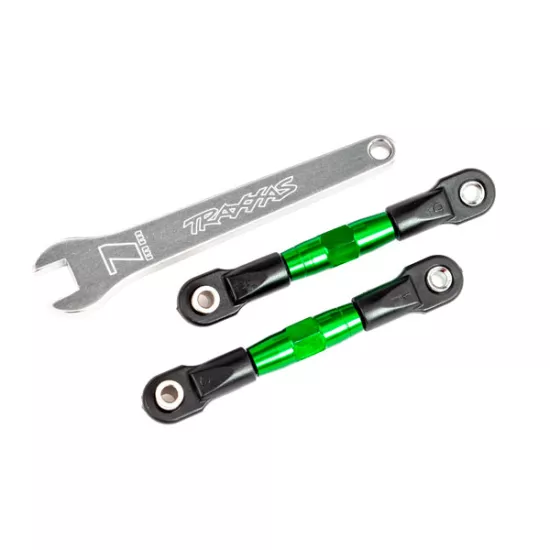 Camber links, rear (TUBES green-anodized, 7075-T6 aluminum, stronger than titanium) (2) (assembled with rod ends and hollow balls)/ aluminum wrench (1) (fits Drag Slash)