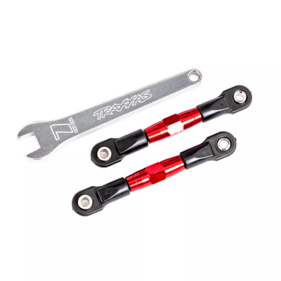Camber links, rear (TUBES red-anodized, 7075-T6 aluminum, stronger than titanium) (2) (assembled with rod ends and hollow balls)/ aluminum wrench (1) (fits Drag Slash)