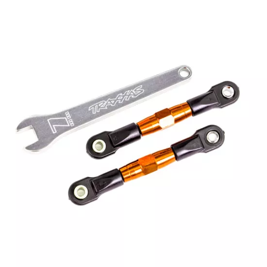 Camber links, rear (TUBES orange-anodized, 7075-T6 aluminum, stronger than titanium) (2) (assembled with rod ends and hollow balls)/ aluminum wrench (1) (fits Drag Slash)