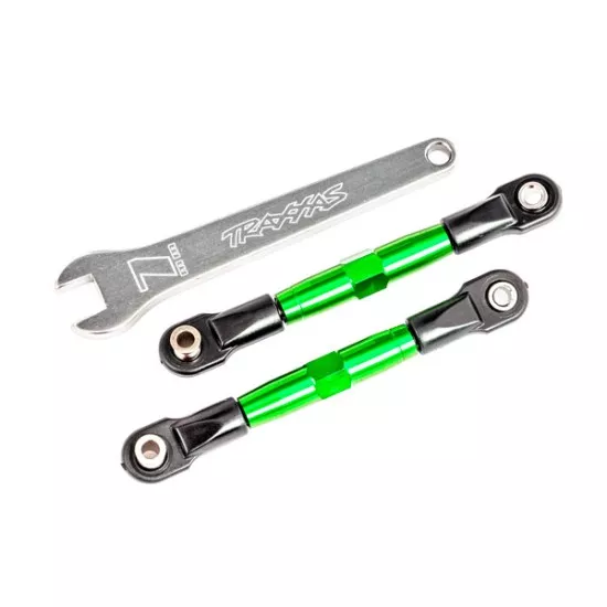 Camber links, front (TUBES green-anodized, 7075-T6 aluminum, stronger than titanium) (2) (assembled with rod ends and hollow balls)/ aluminum wrench (1) (fits Drag Slash)