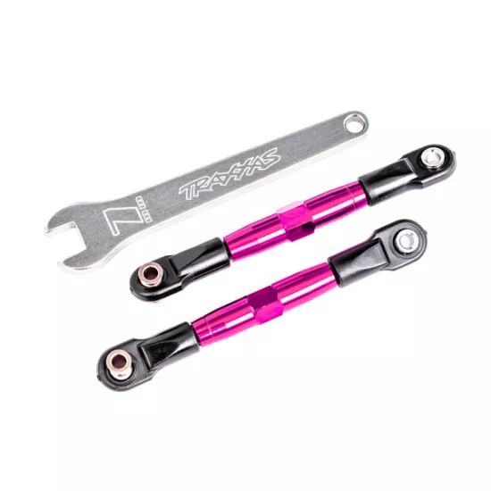 Camber links, front (TUBES pink-anodized, 7075-T6 aluminum, stronger than titanium) (2) (assembled with rod ends and hollow balls)/ aluminum wrench (1) (fits Drag Slash)