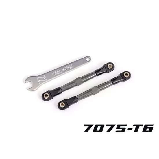Toe links, front (TUBES charcoal gray-anodized, 7075-T6 aluminum, stronger than titanium) (2) (assembled with rod ends and hollow balls)/ aluminum wrench (1) (fits Drag Slash)