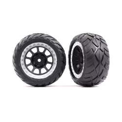 Tires & wheels, assembled (2.2' graphite gray, satin chrome beadlock wheels, Anaconda 2.2' tires with foam inserts) (2) (Bandit rear)