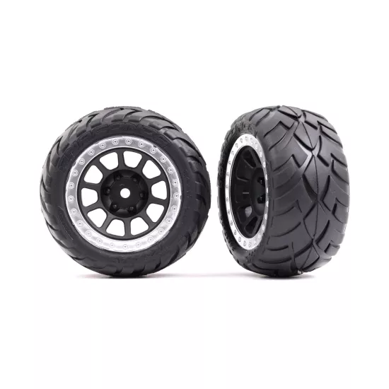 Tires & wheels, assembled (2.2' graphite gray, satin chrome beadlock wheels, Anaconda 2.2' tires with foam inserts) (2) (Bandit rear)
