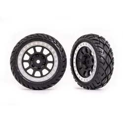 Tires & wheels, assembled (2.2' graphite gray, satin chrome beadlock wheels, Anaconda 2.2' tires with foam inserts) (2) (Bandit front)